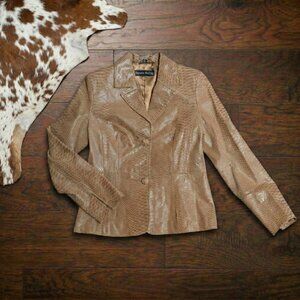 Vintage 1990s Genuine Leather Snakeskin Print Blazer